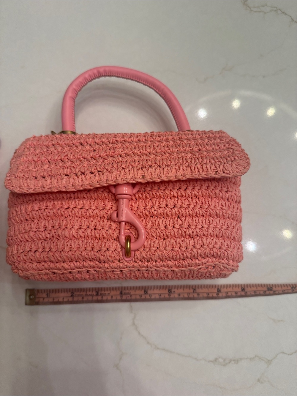 Rebecca Minkoff Pink Crochet Top-Handle Mini Bag - Picture 3 of 4